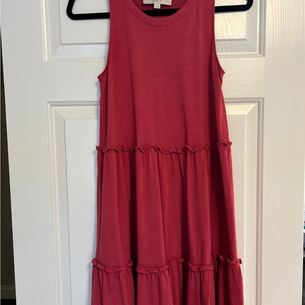 Loft small Sleeveless Red Tiered Dress